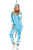 Tipsy Elves Halloween Unicorn Costume Jump Light Blue Magic Creature with Rainbow Horn, Mane, and Tail for Women Size Small