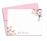 Personalized Floral Stationery Set, Stationery for Women, Personalized Thank You Cards, Personalized Note Cards, Your Choice of Colors and Quantity
