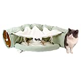 PetierWeit Cat Rabbit Tunnel Bed with Mat, 2 Way Collapsible Tube with Scratching Ball, Interactive Toy Hand-Washable Perfect for Indoor Dogs, Cats, Rabbits, and Other Small Animals