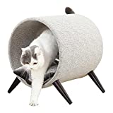 Cat Craft Tunnel Bed with Wooden Legs | Elevated Cat Tunnel Features Plush Bed Inside for Privacy | Ideal for Modern & Smaller Spaces, Contemporary