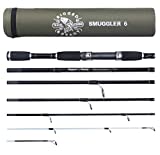 Rigged & Ready Smuggler 6, Travel Rod. 6 Piece, 205cm, 6.7 ft, high Performance, Powerful, Nano Carbon Rod with Unbreakable tip, Travelling Fishing Rod and Tube.