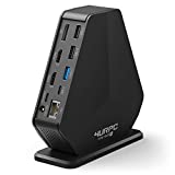 4URPC Triple 4K Monitor Docking Station for USB-C Windows MacBook Pro Triple/Dual 4K Video Outputs with Dual HDMI & DisplayPort, 5 x USB-A, 60W Power Delivery, Ethernet, Audio & Mic for macOS Black