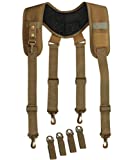 MELOTOUGH Tactical suspenders Duty Belt Harness Padded Adjustable Tool Belt Suspenders with Key Chin and Patch (Coyote Brown)