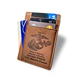 Old Dominion LLC US Marine Corps (USMC) Engraved Back Saver, Slim Wallet | Genuine Leather | Slim, Front-Pocket, or Minimalist Wallet | Marine Corps Gifts | Perfect Gift for Your Marine