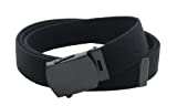 Canvas Web Belt Military Style with Black Buckle and Tip 56" Long Many Colors (Black)