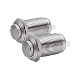 Quentacy 2Pcs Latching Push Button Switch Waterproof SPST 1NO ON-Off 3A 250V Stainless Steel Switches 12mm 1/2" Hole