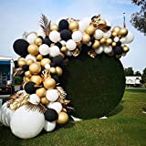 Black and Gold Balloon Arch Garland Kit-Macaron Black Balloon Metallic Gold Balloon White Balloon 132Pcs for Independence Day Birthday,Fiesta,Wedding,Christmas and Engagement.