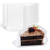 [50 Pack] Cake Slice Plastic Containers with Lids - Single 5“ Clear Medium Dome Hinged Lid Cheesecake Container, Pie Dessert, Food Box, Take Out Togo Packaging for Home, Bakery and Cafe Business