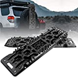 FIERYRED Traction Boards with Jack Lift Base - 2 Pcs Traction Mat Recovery for Sand Mud Snow Track Tire Ladder 4X4 - Traction Tracks, Size: 42.57 inch (L) x 12.4 inch (W) X 2.6 inch (H), Black