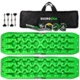 Rhino USA Recovery Traction Boards (Green) - Ultimate Offroad Tracks Board for 4x4 Vehicles - Best Off-Road Accessories for Sand, Mud & Snow - Heavy Duty Zipper Carry Bag Included