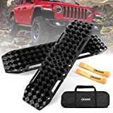 BUNKER INDUST Off-Road Traction Boards with Jack Base, 1 Pair Recovery Tracks Mat for 4X4 Jeep Truck Tire Traction-Sand,Mud, Snow Ladder Ramps(Black)