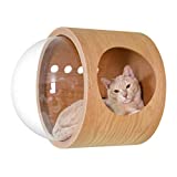 MYZOO Spaceship Gamma, Pet Bed for Cat & Dog, Window Perch, Cat Tree, Made of Wood (Oak, Open Right)