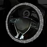 Bling Car Steering Wheel Cover,Crystal Rhinestone Steering Cover Universal Fit 15 inch Car Steering Wheel Protector for Women & Girl