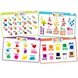 merka Educational Placemats for Kids and Toddlers: Non-Stick Silicone Table Mats for Dining Table, Learning Letters, Numbers, Shapes & Colors, Alphabet, Set of 4