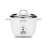 Aroma Housewares Select Stainless Rice Cooker & Warmer with Uncoated Inner Pot, 6-Cup(cooked) / 1.4Qt, ARC-753SG, White