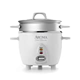 Aroma Housewares 6-Cup (Cooked) / 1.2Qt. Select Stainless Pot-Style Rice Cooker, & Food Steamer, One-Touch Operation, White