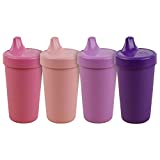 RE-PLAY 4pk - 10 oz. No Spill Sippy Cups for Baby, Toddler, and Child Feeding in Bright Pink, Blush, Purple and Amethyst | BPA Free | Made in USA from Eco Friendly Recycled Milk Jugs | Princess+