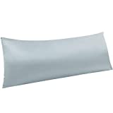 NTBAY Zippered Satin Body Pillow Pillowcase, Silky Slip Cooling Body Pillow Cover, Long Side Hidden Zipper, 20 x 54 Inches, Silver Grey