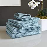 DKNY Quick Dry Cotton Towel Set - 2 Bath, 2 Hand, 2 Washcloths, Seafoam