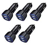 Car Charger iPhone, 5Pack 2.4A 12V USB Adapter Car Cigarette Lighter USB Charger Car Plug for iPhone 13 12 11 Pro SE XR XS X 8 7 6 6S, Samsung Galaxy S21 S20 S10 S9 S8 S7 S6, LG, Moto, Android,Kindle