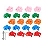 Newtion 20 Multi- Colored Rock Climbing Holds for Kids and Adults, Large Rock Wall Grips for Indoor and Outdoor Play Set - DIY Rock Climbing Wall with Secure Mounting Hardware for Playround