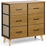 Nicehill Dresser for Bedroom with 6 Drawers, Storage Drawer Organizer, Wide Chest of Drawers for Closet, Clothes, Kids, Baby, Living Room, TV Stand with Storage Drawers, Wooden Top