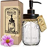 Premium Home Quality Oil Rubbed Bronze Mason Jar Soap Dispenser - Includes Iconic, Farmhouse Style, Vintage “Ball” (Regular Mouth) 16 oz Glass Mason Jar (16 Ounce)