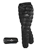 Men Women Winter Warm Packable Down Pants Compression Snow Trousers Windproof Water-Resistant Outdoor Camping Insulated Pants with Storage Bag(S)
