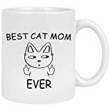 Best Cat Mom Ever Coffee Mug Cat Mom Coffee Mug Cat Mom Gifts for Women Cat Stuff for Cat Lovers Mother's Day Birthday Gifts for Mom from Daughter Kids 11 Oz