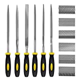 Needle File Set, 6 Pieces Hand Metal Files, Hardened Alloy Strength Steel Set Includes Flat, Flat Warding, Square, Triangular, Round, and Half-Round File