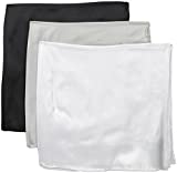 Stacy Adams Men's 100 Percent Silk Hand Rolled 17"X 17" Pocket Square Three Piece Set, White/black/Silver, One Size