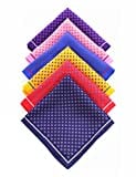JEMYGINS 6PCS Red Yellow Pink Blue Silk Pocket Squares for Men Handkerchief Hanky Set (1)