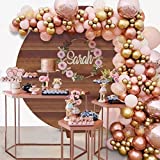 Beliueyes Balloon Garland Arch Kit 150pcs Rose Gold, Golden, Pink and Confetti Balloons Set for Birthday Backdrop Girl Baby Shower Wedding Graduation Bridal Shower Party Decorations