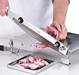 Moongiantgo Manual Frozen Meat Slicer Bone Short Rib Cutter Chicken Chopper Machine 13.5 Inch Double Blade Heavy Duty Guillotine Biltong Cutter for Korean BBQ Shabu Hot Pot (KD0288)