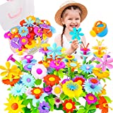 Kidcia Flower Garden Building Toys, 131 PCS Stem Toys,Girls Gifts for Age 3-7 , Building Toys with Storage Case for Toddlers (New Version), Educational Flower Arrangement Toy Set for Birthday Gift