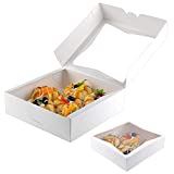 20PCS 9inch Bakery Pie Boxes with Window Kraft Paperboard Pastry Box Cookie Boxes 9x9x2.5 inches (White)