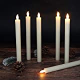 DRomance Flickering Flameless LED Taper Candles Battery Operated with Remote and Timer, Real Wax Dimmable Light Christmas Holiday Flameless LED Candlesticks(Ivory, 0.78 x 9.64 Inches)