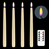 DRomance 11" Flameless Taper Candles Battery Operated Remote and Timer, 3D Wick Real Flame Effect LED Wax Flickering Taper Candlesticks Bulk Wedding Dinner Halloween Christmas Holiday Decor Candles