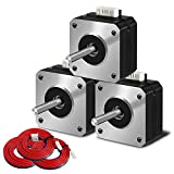 [3pcs of Pack] Nema 17 Stepper Motor,42x23mm 42BYGH Motor 4-Lead Wire 130mN.m 1.5A with 1M Cable for CNC,3D Printer