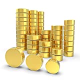 TSUYA Rare Earth Magnets N52, Small Magnets 60Pcs, Strong Neodymium Disc Magnets for Craft, Building, Science, DIY, Round Button Magnets for Whiteboard and Kitchen Cabinet 3 Sizes Golden