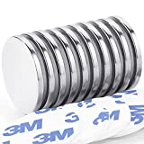 FINDMAG N52 Strong Neodymium Disc Magnets with Double-Sided Adhesive, Powerful Permanent Rare Earth Magnets, Fridge, DIY, Building, Scientific, Craft, Office Magnets, 1.26"D x 1/8"H - Pack of 10