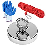 Magnets Fishing Fishing Magnets with Rope,Dia. 3.54” 800LBS Strong Magnets N52 Neodymium Rare Earth Magnet with 66FT 8MM Heavy Duty Rope & Gloves Perfect Magnet Fishing Kit for Treasure Hunting
