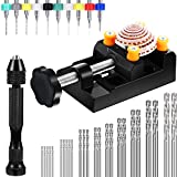 37 Pieces Hand Drill Tool Set, Pin Vise Hand Drill, Miniature Drill Mini Twist Drill Bit, Bench Vice for Craft Carving Resin DIY Jewelry Making(0.3-1.2 mm PCB Drill)