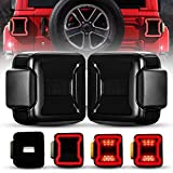 BUNKER INDUST LED Tail Lights Replacement Kit for Jeep Wrangler JL 2018 2019 2020 2021 2022 Accessories, Rear Tail Lamp Brake Stop Light Turn Signal Light Reverse Back Up Assembly,Smoke Lens