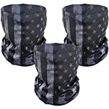 3 Pcs American Flag Outdoor Face Mask- Multifunctional Seamless Microfiber American Flag UV Protection Face Neck Gaiter Shields Headwear for Men&Women Motorcycle Hiking Cycling Ski Snowboard(Grey)