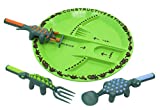 Constructive Eating Dinosaur Combo with Utensil Set and Plate for Toddlers, Infants, Babies and Kids - Flatware Set is Made in the USA Using Materials Tested for Safety, Green