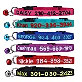 Cat Collar,Personalized Embroidered Nylon Cat ID Collars with Bell - Custom Text with Pet Name and Phone Number 