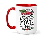 Christmas Movie Watching Mug - 15 oz Red Ceramic Cup - 2021 Holidays