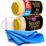 Premium Mini Chamois Cloth for Car - 2pack +1 Bonus Car Shammy Towel -17”x13” - Super Absorbent Reusable Shammy Cloth for Car - Scratch-Free