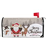 Merry Christmas Snowman Santa Claus Mailbox Cover Standard Size Happy New Year Reindeer Xmas Winter Magnetic Mailbox Covers Garden Yard Post Wraps Letter Box Cover Decorations 21" x 18"